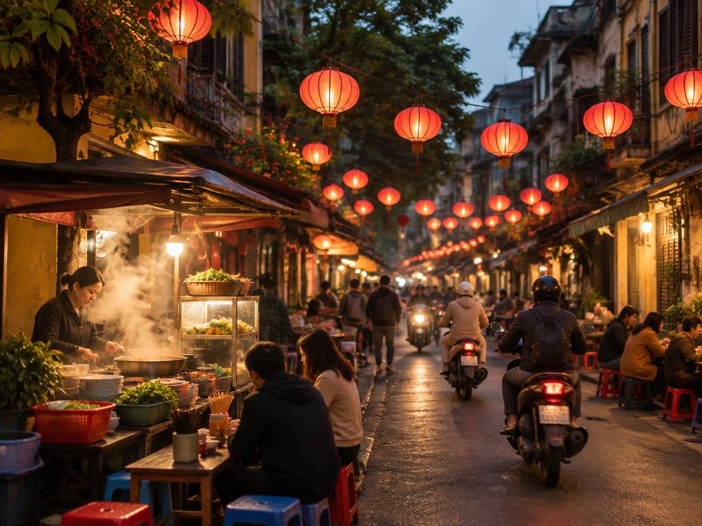 Hanoi, Vietnam – Gamla stan i kvällsljus