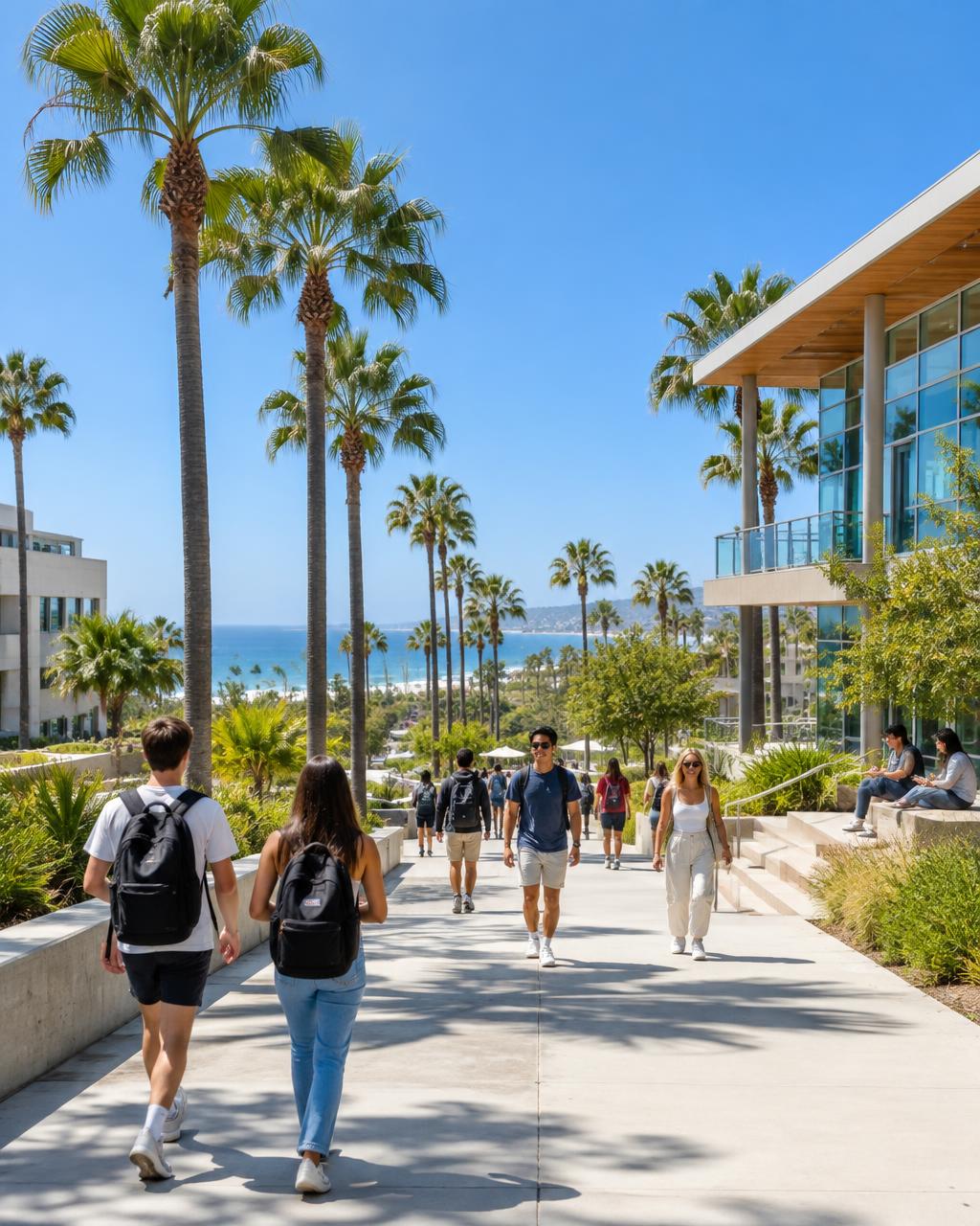 Santa Monica, USA – Campusliv vid Stilla havet